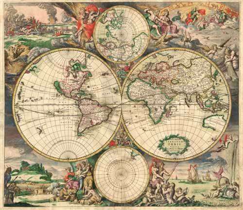 maps-drawings-and-watercolors - Picture -Gerard van Schagen, World Map 1689- - Mapas antigos - Anciennes cartes 